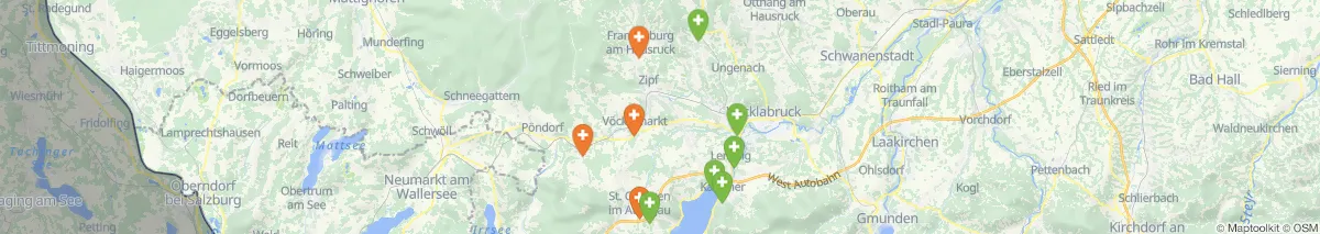 Kartenansicht für Apotheken-Notdienste in der Nähe von Pfaffing (Gemeinde, Oberösterreich) (153)